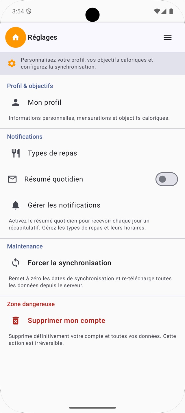 Réglages Android